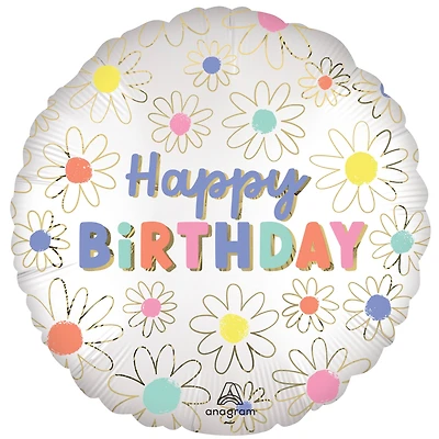 18" Happy Birthday Daisies Foil Balloon