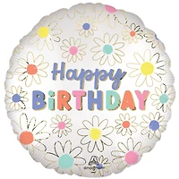 18" Happy Birthday Daisies Foil Balloon
