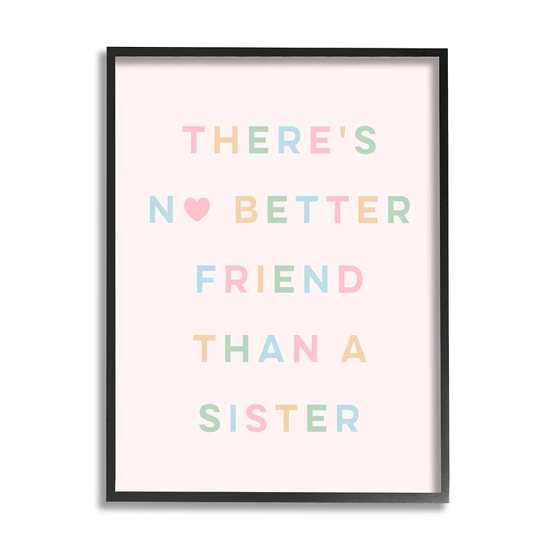 Stupell Industries No Better Friend Than Sister Quote Pastel Typography Framed Wall Art