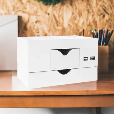 American Art Décor™ 3-Tier White Desk Organizer with USB Port