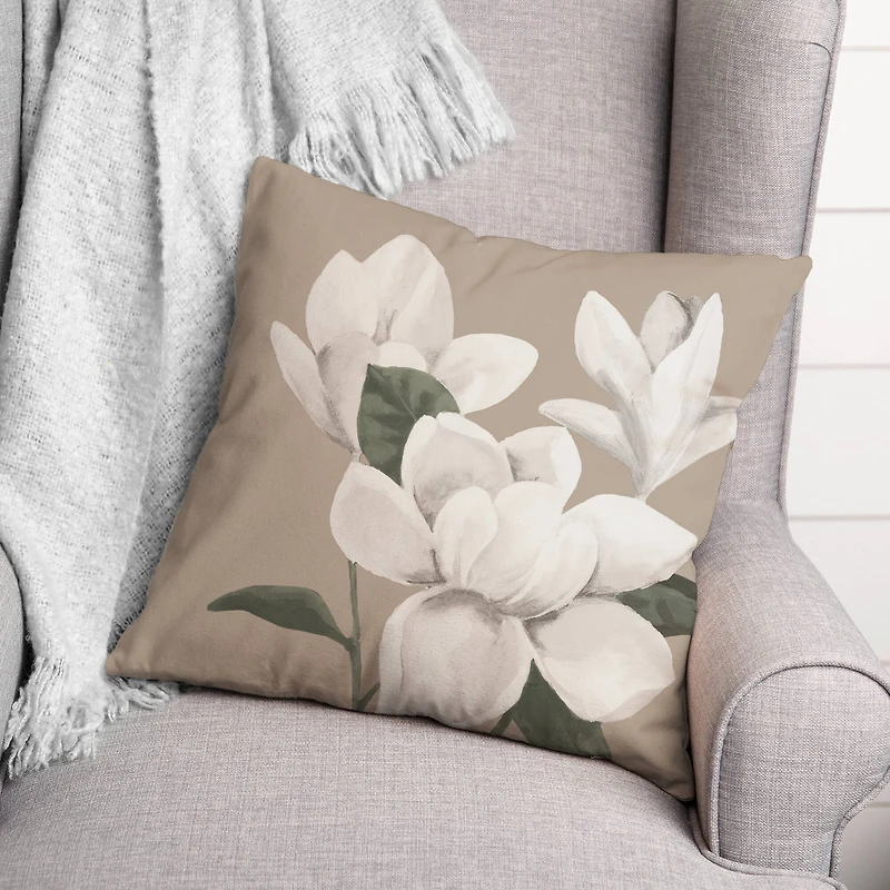 Magnolia Flowers 18" x 18" Throw Pillow