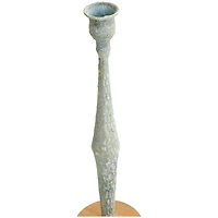 Light Blue Metal Textured Tapered Candle Holder Set