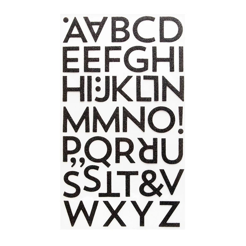 12 Packs: 86 ct. (1,032) Black Glitter Block Alphabet Stickers by Recollections™