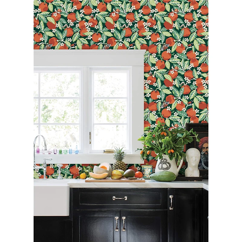NuWallpaper PrintFresh Juniper Orange Grove Peel & Stick Wallpaper