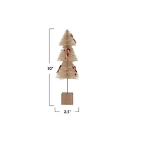 Hello Honey® Natural Sisal Bottle Brush Tree with Chenille Candy Cane & Wood Base
