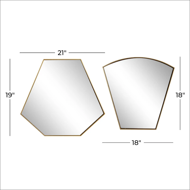 CosmoLiving by Cosmopolitan Set of 2 Gold Metal Contemporary Wall Mirror, 18", 19"