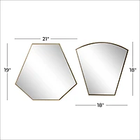 CosmoLiving by Cosmopolitan Set of 2 Gold Metal Contemporary Wall Mirror, 18", 19"