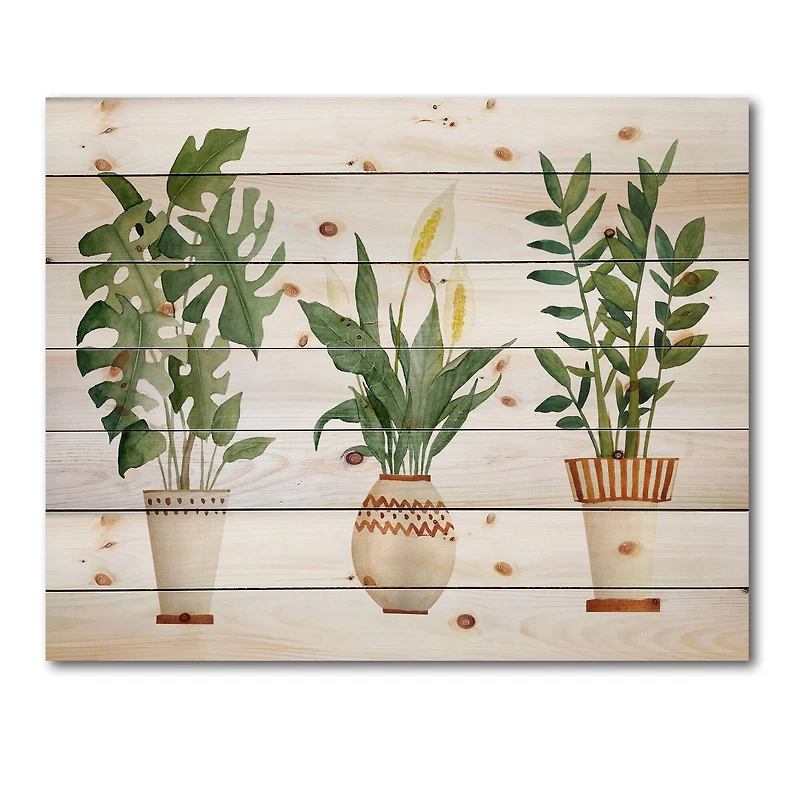 Designart - Houseplant Monstera & Peace Lily In Terra Cotta