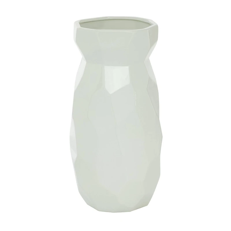 CosmoLiving by Cosmopolitan White Ceramic Modern Vase, 16" x 8" x 8"