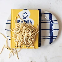 Hello Honey® 14" Hand-Painted Wax Relief Blue Stripe Oval Stoneware Platters, 2ct.