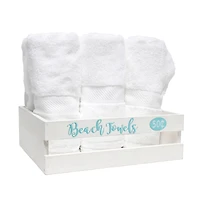 Elegant Designs Small White Wash Coastal Towel Holder, Frame & Toilet Paper Holder Set