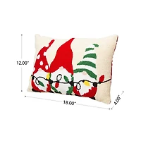 Glitzhome® Hooked Christmas Gnomes Throw Pillow