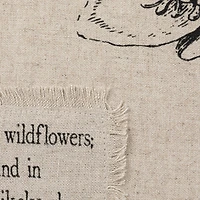 Hello Honey® Natural & Black Text, Flowers & Bird Designs Linen Blend Lumbar Pillow