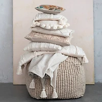 Hello Honey® Natural & Gray Patchwork Throw Blanket with Tassels