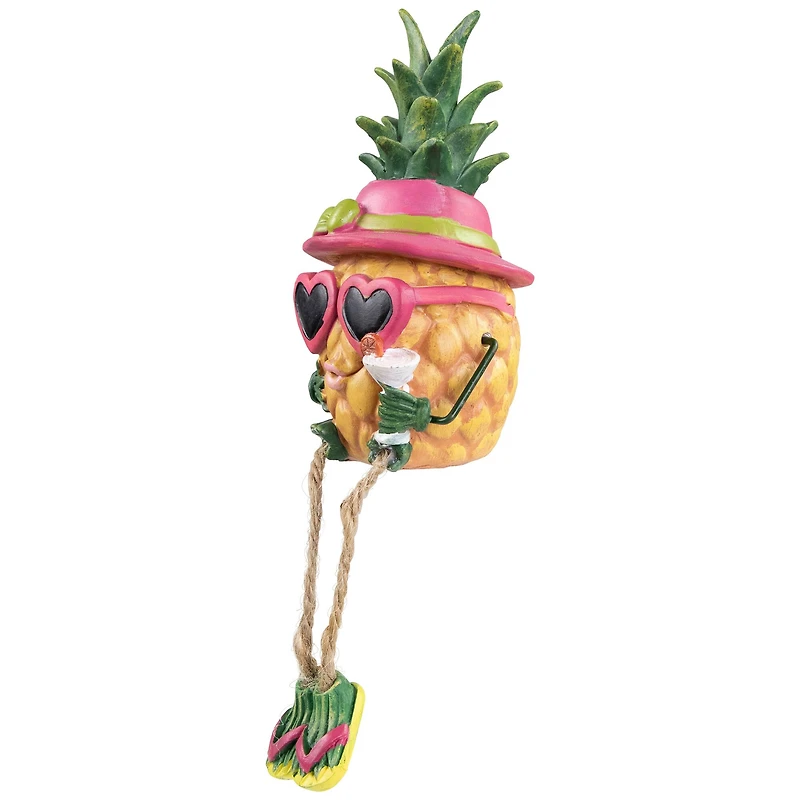 6.25" Tropical Girl Pineapple with Cocktail Outdoor Garden Statue