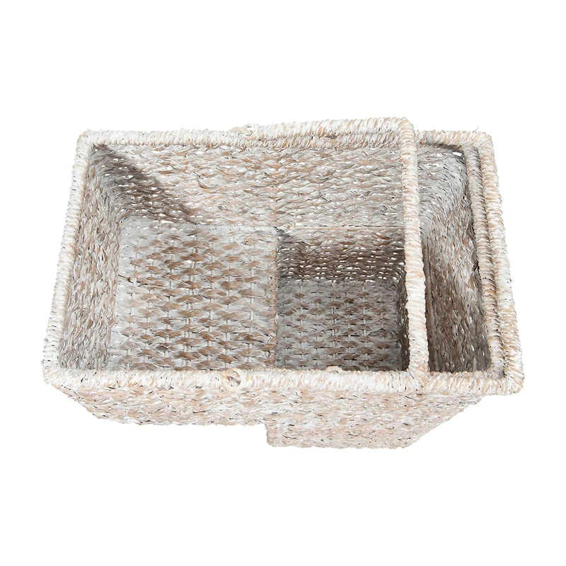 Hello Honey® 16" Woven & Whitewashed Rope Stair Basket with Handles