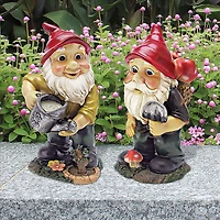 Design Toscano 12" Gulliver & Mushroonie Garden Gnome Statue Set