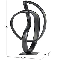 11.25" Dark Gray Aluminum Circular Abstract Sculpture Décor
