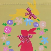 Golden Happy Easter Floral Hopping Bunnies Garden Flag