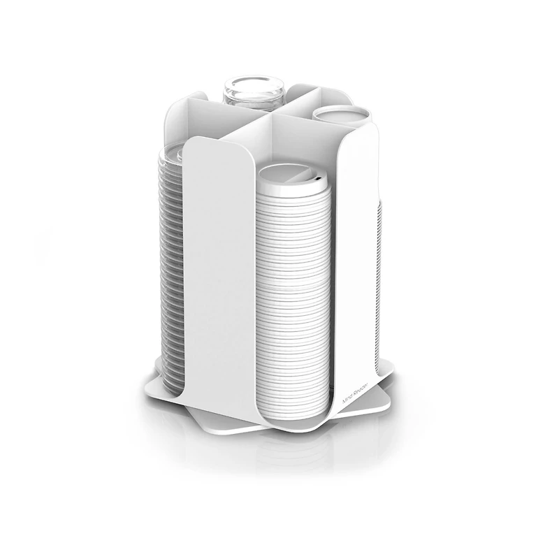 Mind Reader White 4-Compartment Cup and Lid Organizer Carousel