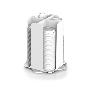 Mind Reader White 4-Compartment Cup and Lid Organizer Carousel