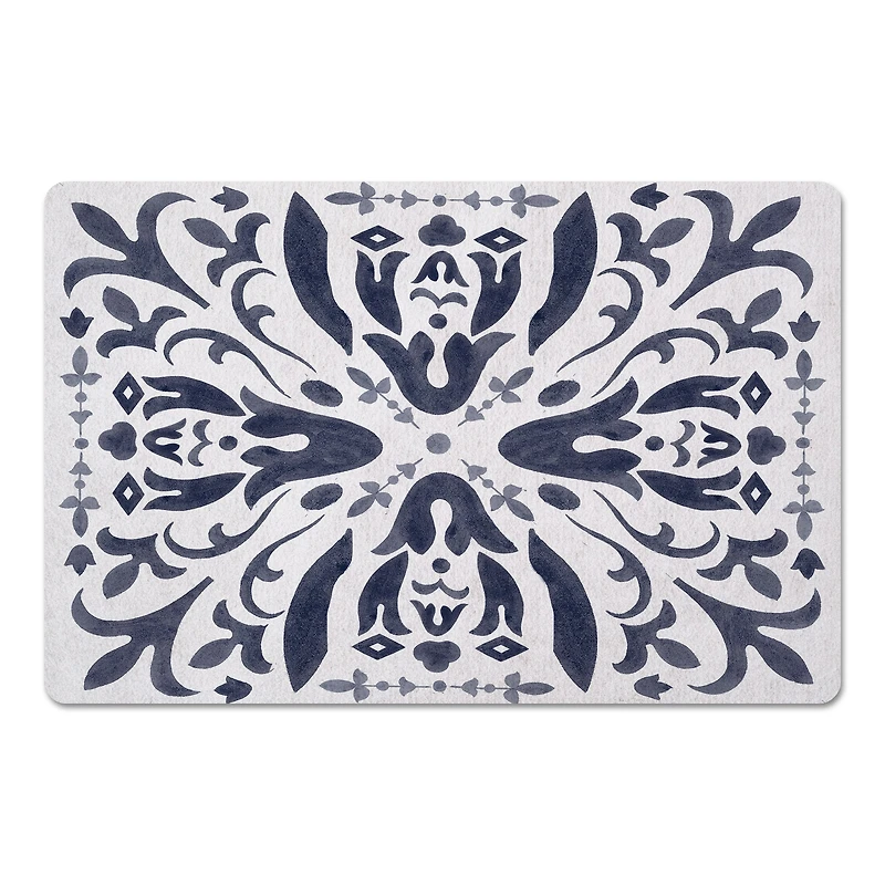 Distressed Floral Floor Mat