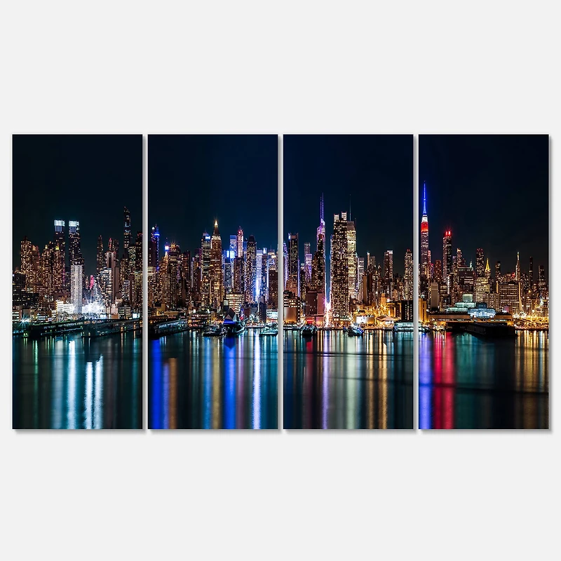 Designart - New York Midtown Night Panorama