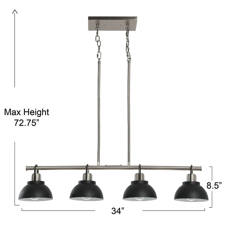 Hello Honey® Robert Stevenson Lighting Walsh Metal 4-Light Linear Chandelier with Shades