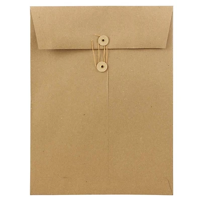 JAM Paper 9" x 12" Brown Kraft Booklet Envelopes with Button & String Closure, 25ct.