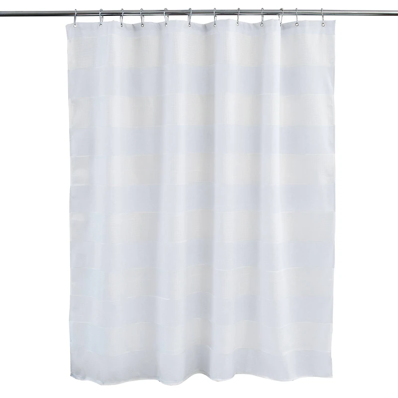 Elle Décor White Jacquard Weave Shower Curtain