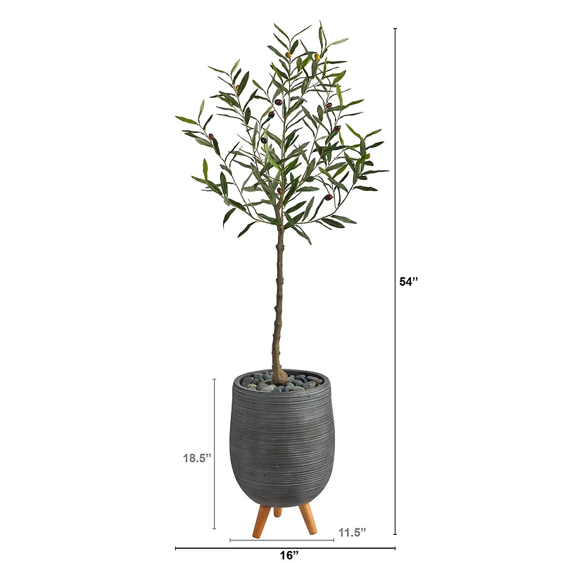 4.5ft. Olive Tree in Gray Planter with Stand