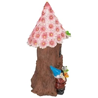14" Solar Lighted Bless Our Home Gnome Tree House Outdoor Garden Statue