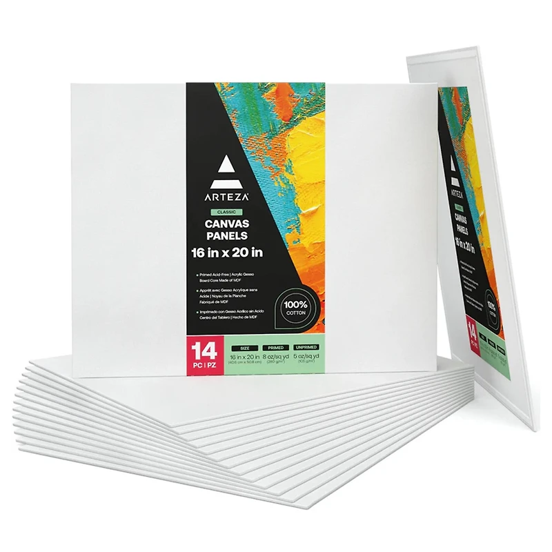 Arteza® 16" x 20" White Canvas Panels, 14ct.