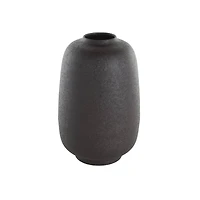 12" Black Textured Rounded Metal Vase