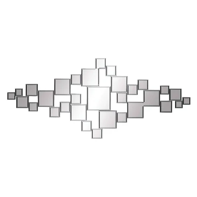 The Novogratz Silver Glam Wood Wall Mirror, 48" x 21"