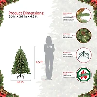4.5ft. Pre-Lit Northern Fir Artificial Christmas Tree, Clear Lights