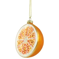 3.5" Glittered Orange Slice Glass Ornament