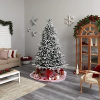 8ft. Pre-Lit Flocked West Virginia Spruce Artificial Christmas Tree, Clear Lights