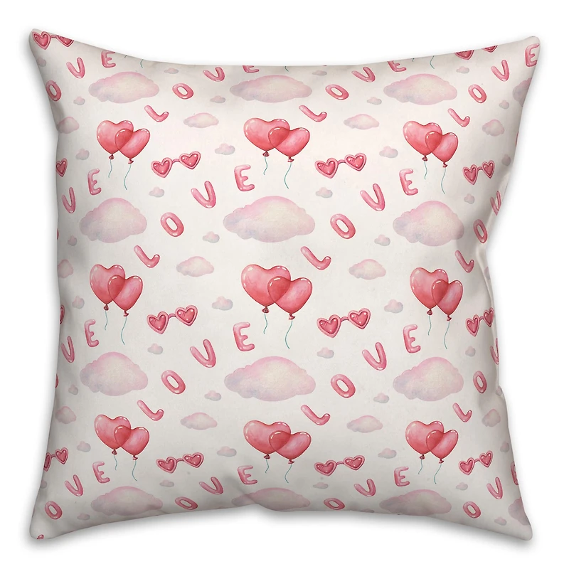 Love Balloon Pattern 18" x 18" Indoor / Outdoor Pillow