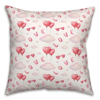 Love Balloon Pattern 18" x 18" Indoor / Outdoor Pillow