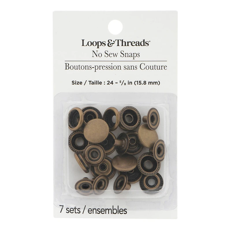 Antique Brass No Sew Snaps by Loops & Threads®