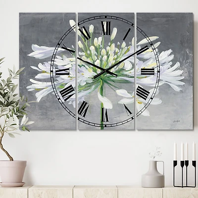 Designart 'Flower Cleome Splash I Traditional Multipanel Wall Clock