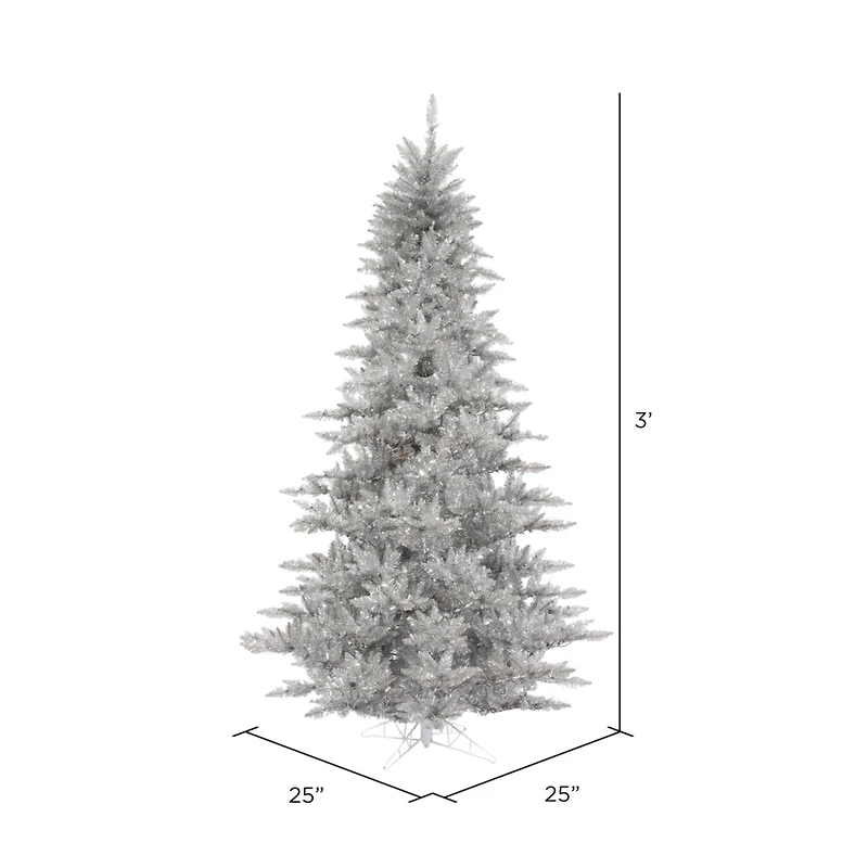 3ft. Unlit Silver Tinsel Fir Artificial Christmas Tree