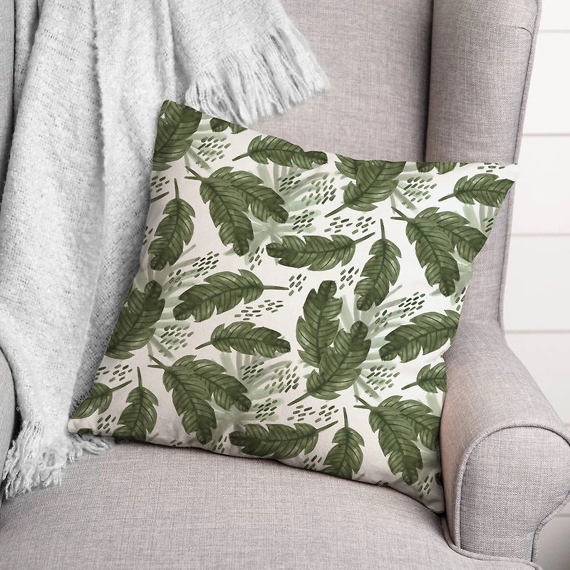 Tropical Leaves Pattern 18" x 18" Throw Pillow