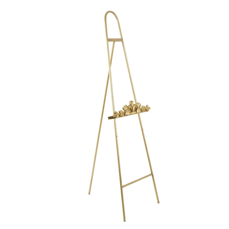 63" Gold Metal Arched Foldable 2-Tier Display Easel with Vine Emblem