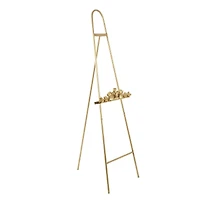 63" Gold Metal Arched Foldable 2-Tier Display Easel with Vine Emblem
