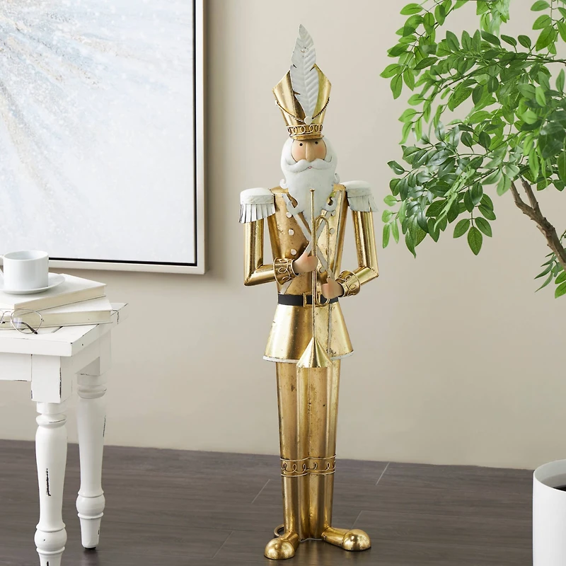 40" Gold Nutcracker Standing Metal Sculpturee