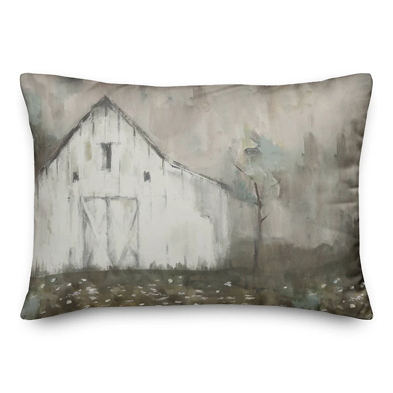 White Distressed Barn 20" x 14" Throw Pillow