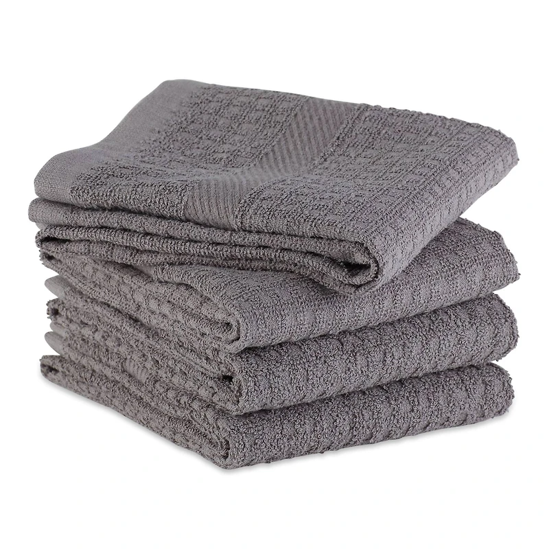 DII® Solid Gray Waffle Terry Dishtowel, 4ct.