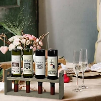 NEX™ 16" Olive Green 4-Bottle Countertop Wood Wine Rack